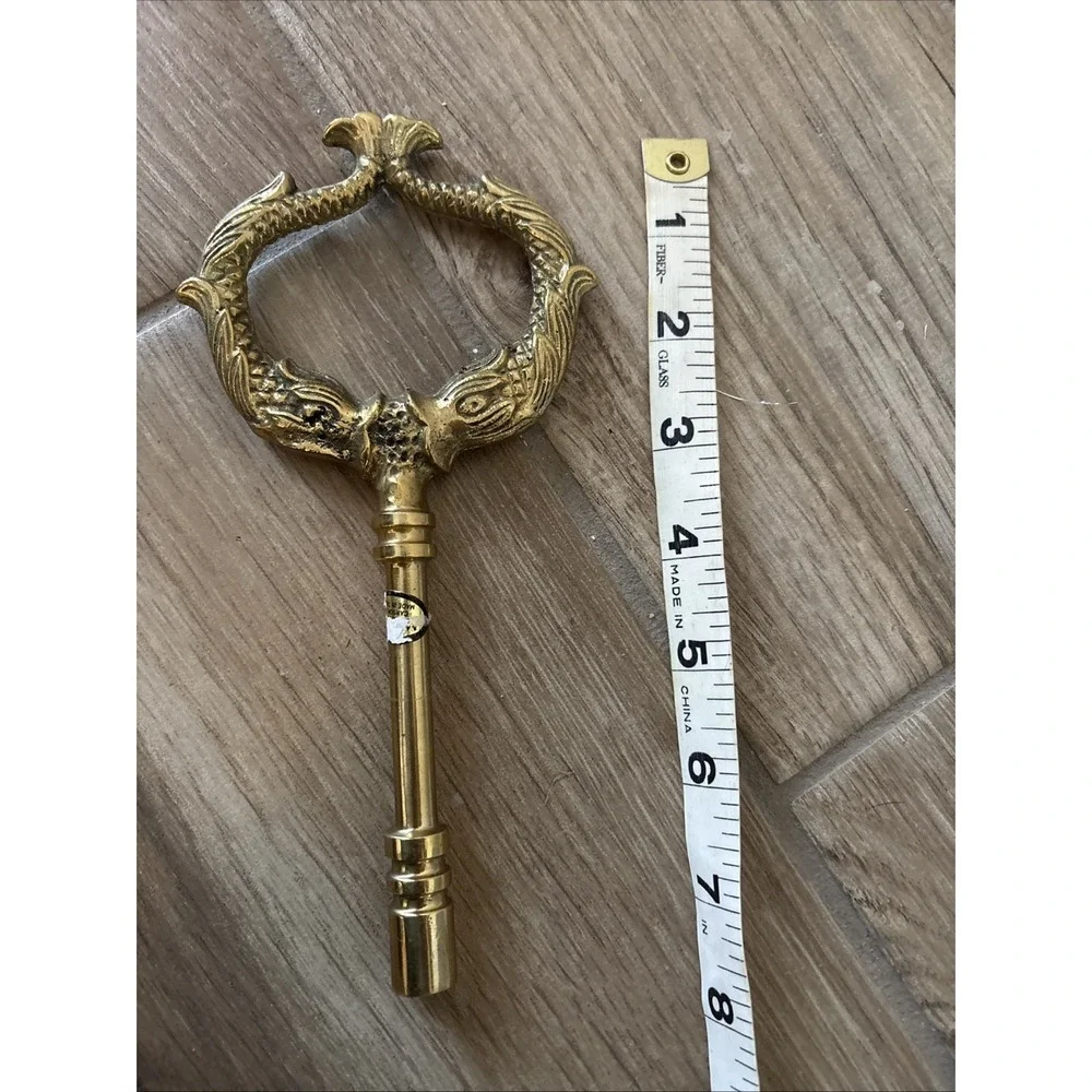 Vintage‎ Koi Fish Solid Brass Gas Clock Key 7.5 Inches